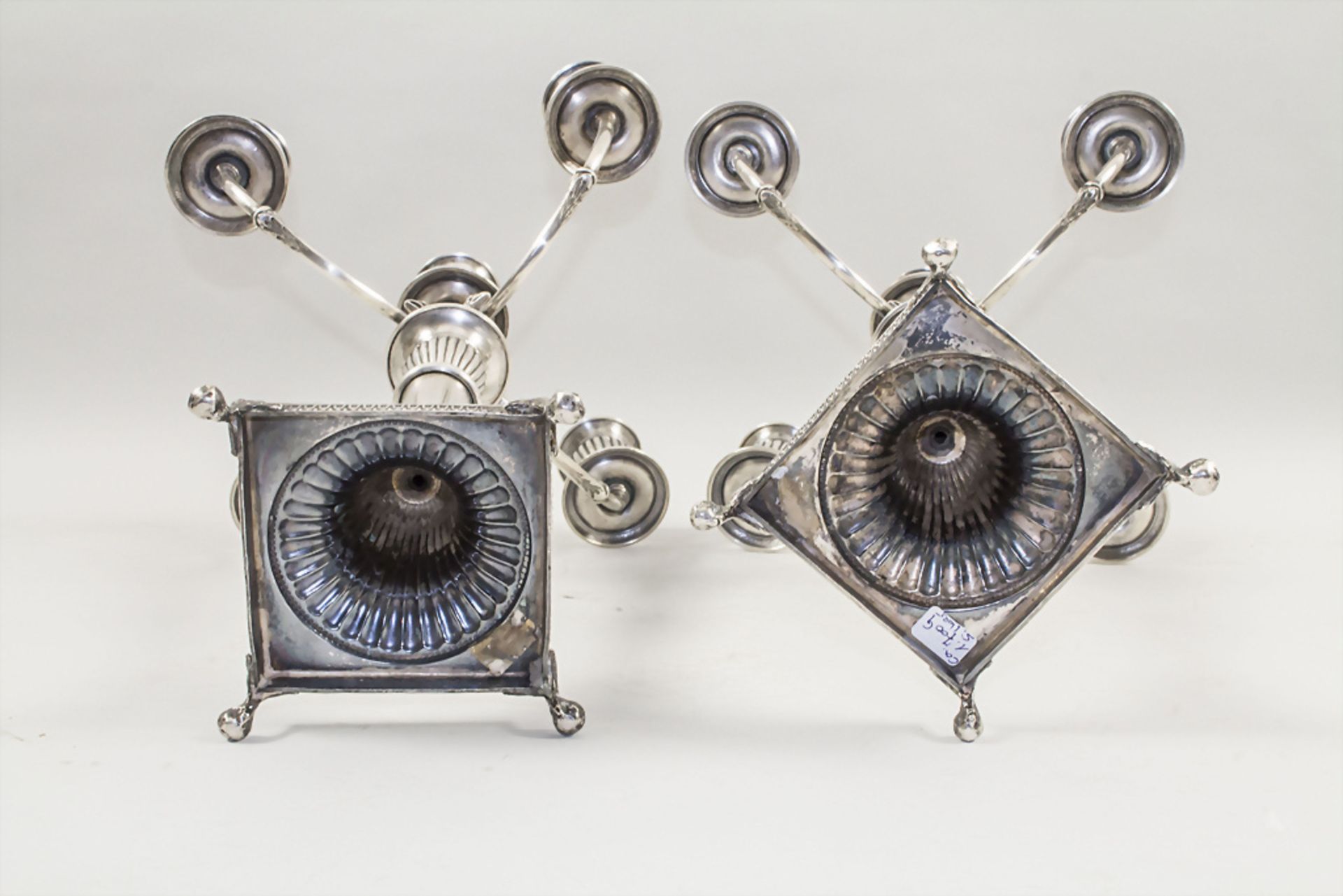 Paar Girandolen / A pair of silver candle holders, Florenz/Firenze, 20. Jh. - Image 4 of 6