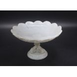 Anbietschale / Fußschale / A footed pressed opaline glass bowl, Cristallerie de Portieux, ...