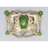 Jugendstil Gürtelschließe mit 2 Pfauen / An Art Nouveau belt buckle with 2 peacocks, deutsch, ...