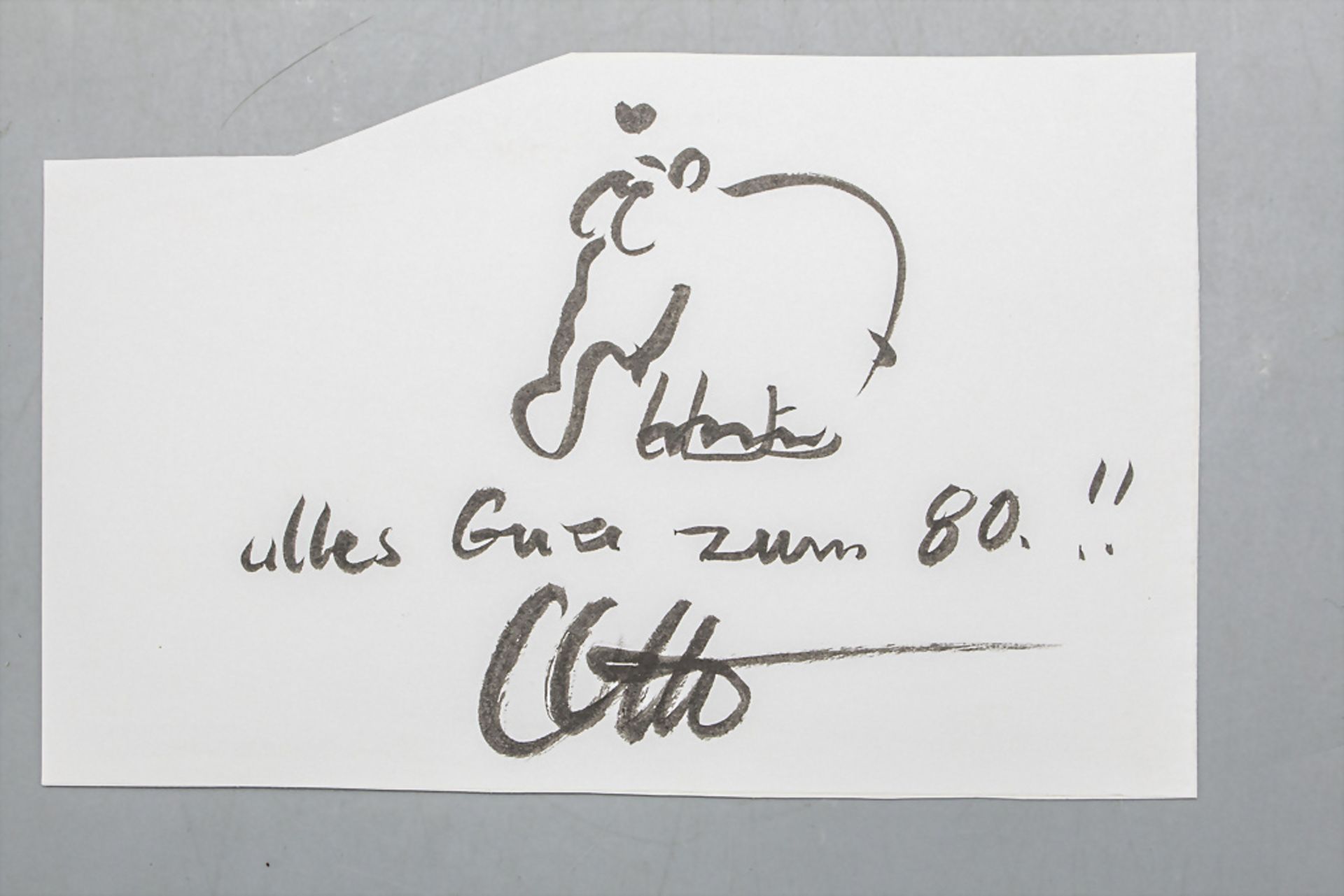 Autograph und Zeichnung Otto Walkes (*1948)