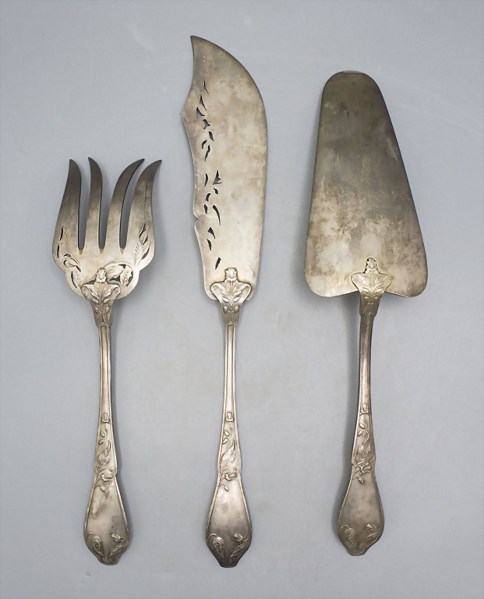 3 Teile Jugendstil Vorlegebesteck / 3 pieces of Art Nouveau serving cutlery, Boulenger, Paris, ... - Image 2 of 4