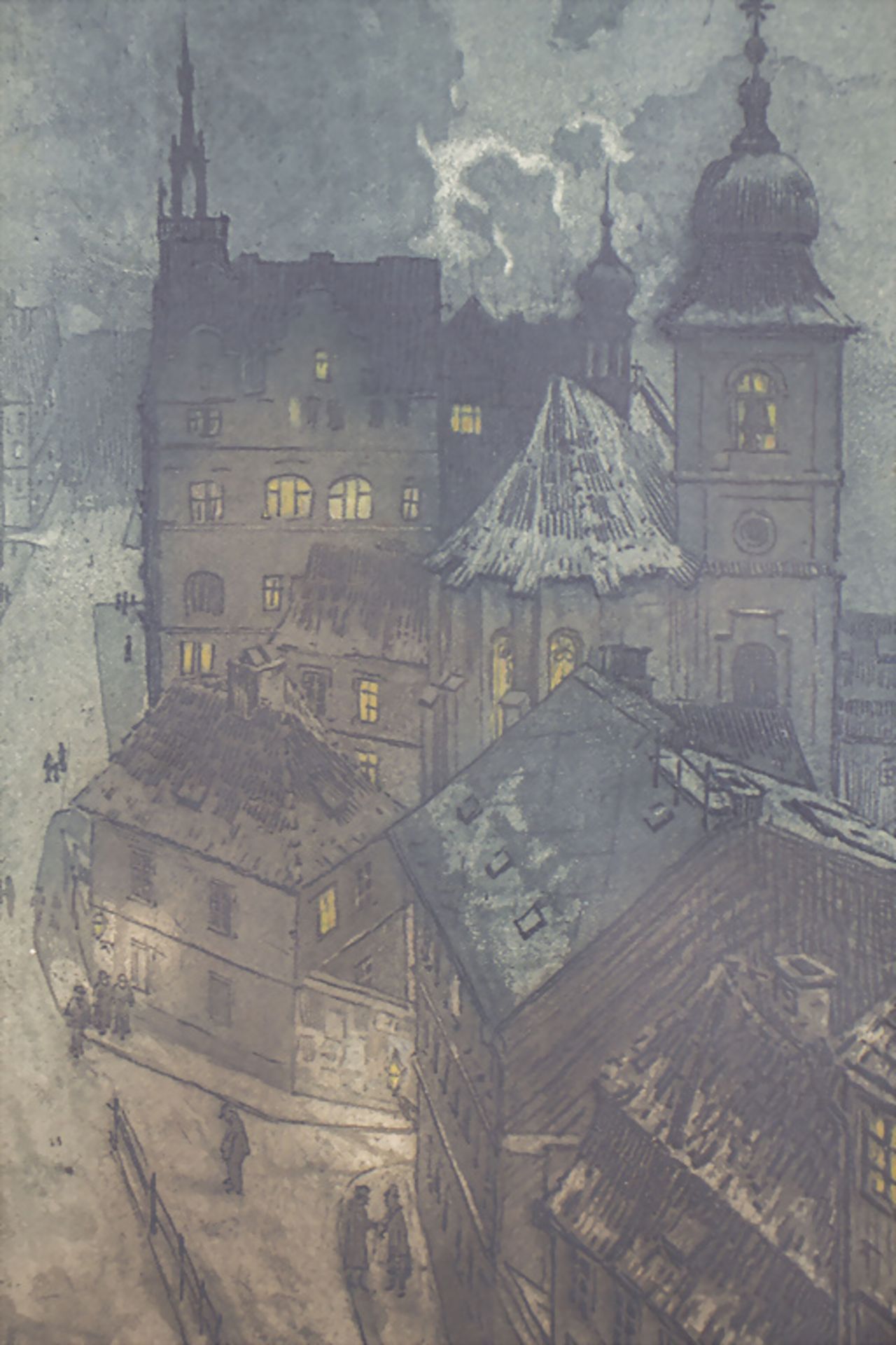Vladislav RÖHLING (1878-1949), 'Nächtliche Stadtansicht mit Kirche' / 'A nightly city view ... - Bild 5 aus 6