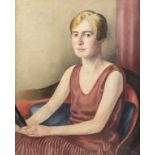 Gottfried GRAF (1881-1938 Stuttgart), Mädchenporträt mit Fächer im Stil der neuen Sachlichkeit