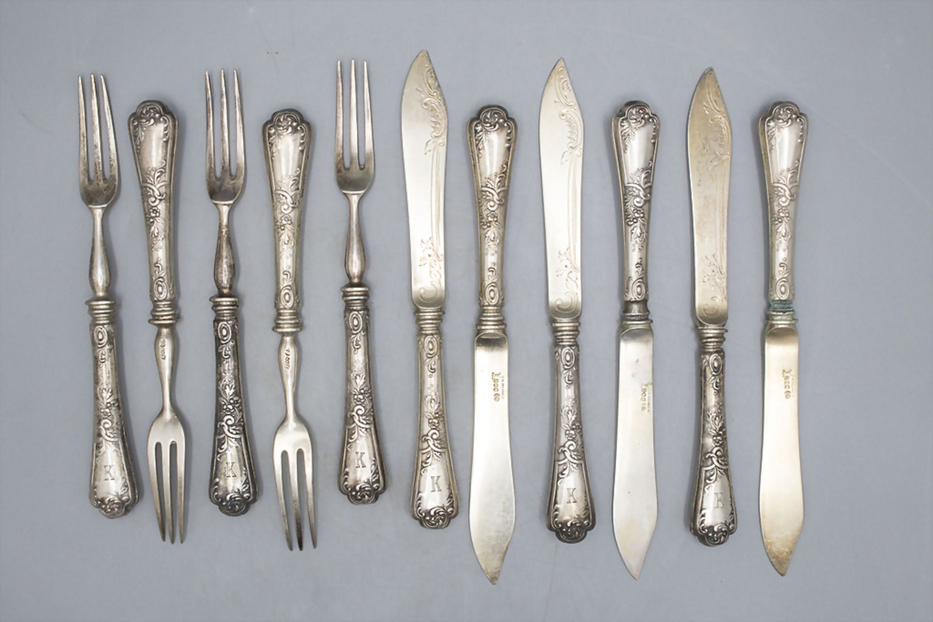 11 Teile Dessertbesteck / 11 pieces of silver dessert cutlery, Koch & Bergfeld, um 1900