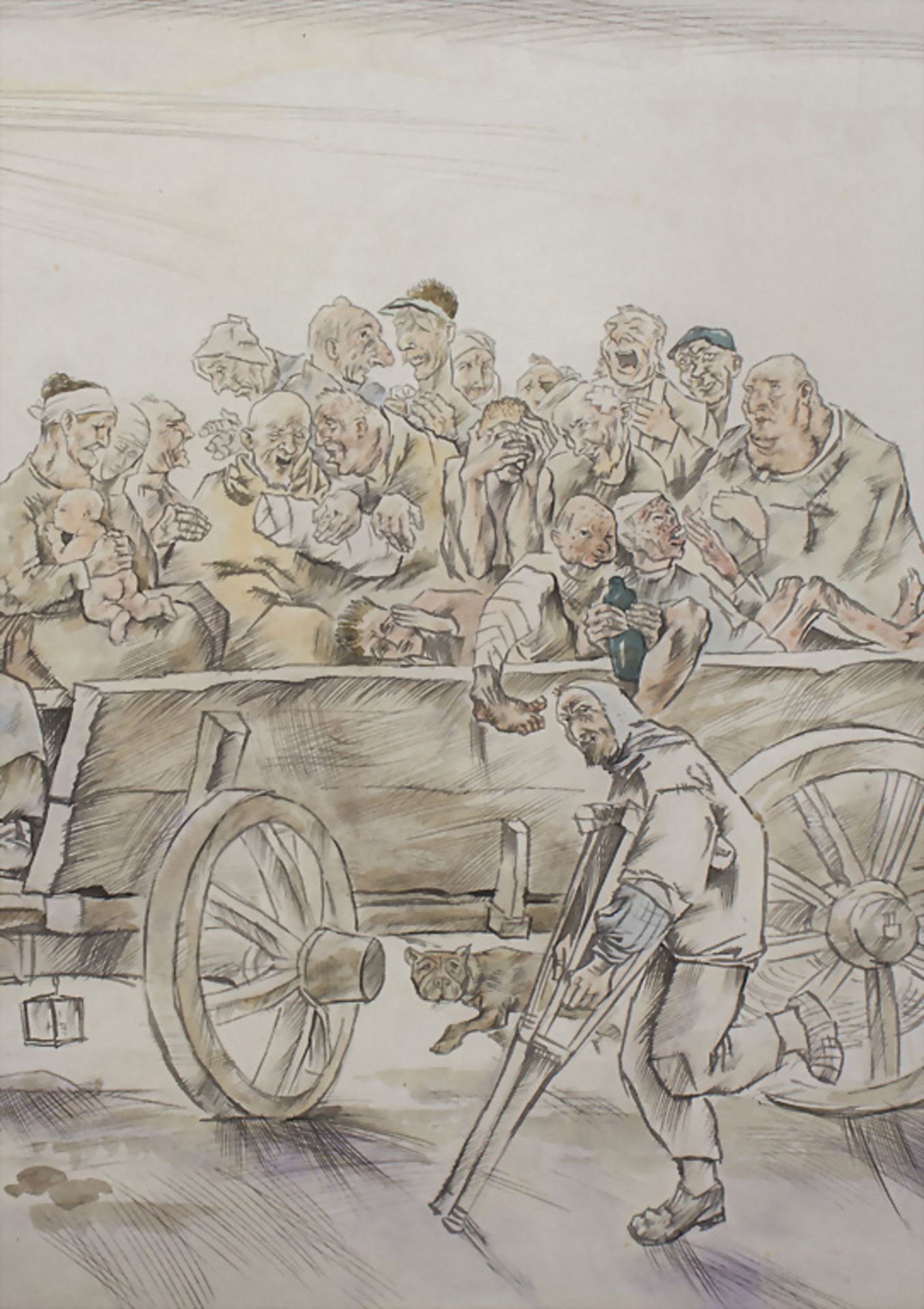 Unbekannter Künstler des 20. Jh., 'Die Invalidenausfahrt' / The excursion of the invalids, 1931 - Bild 5 aus 8