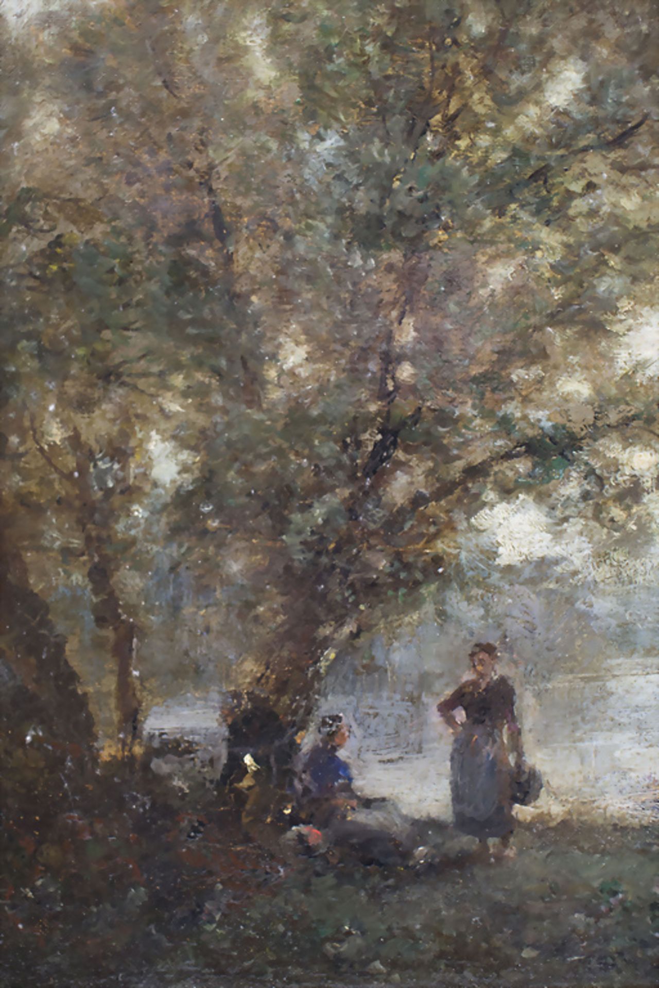 Unbekannter Maler des 19. Jh, 'Frauen in Flusslandschaft' / 'Women in a river landscape' - Image 3 of 5