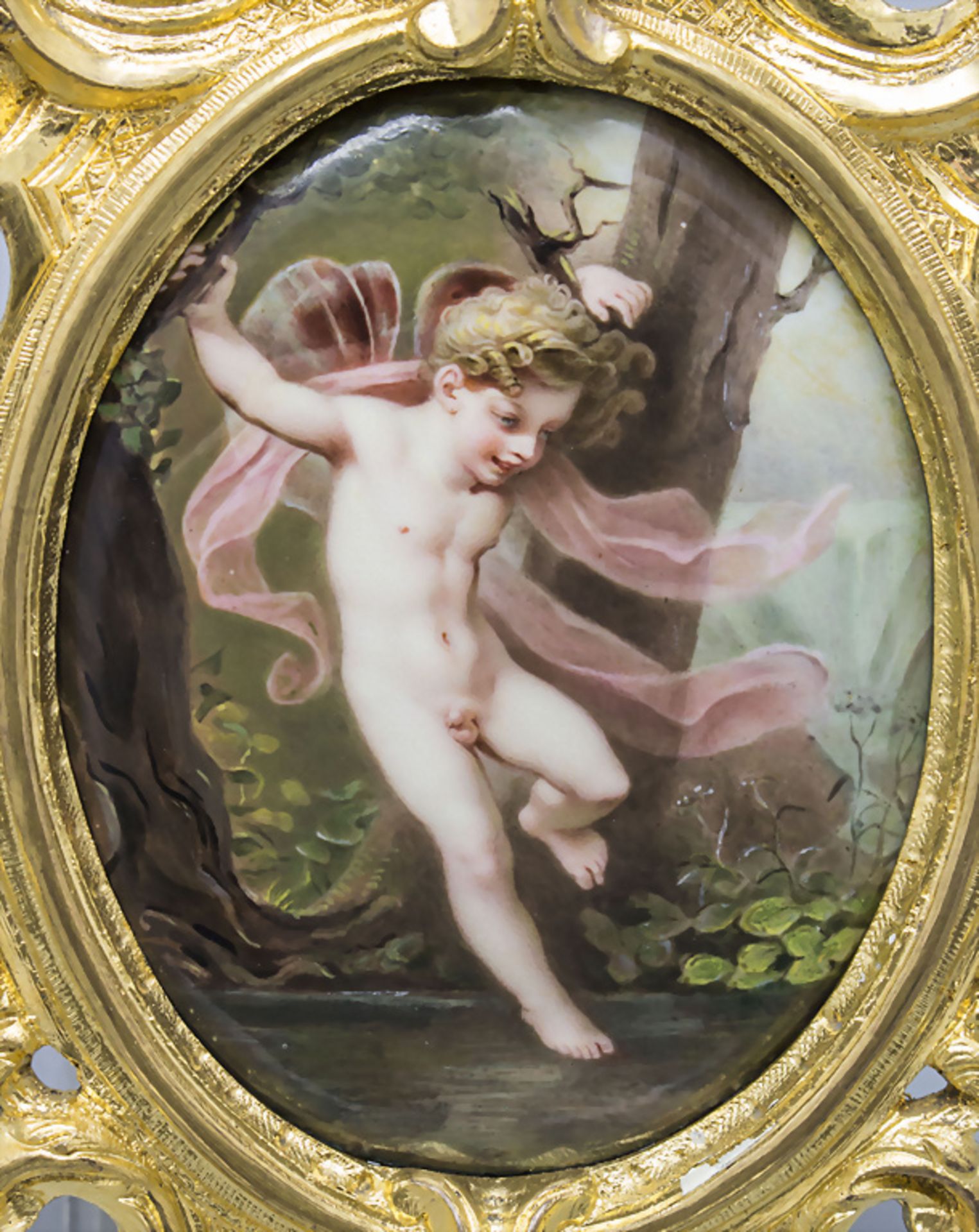 Feine Email Amorette / A fine enamelled cherub, Frankreich, um 1860 - Bild 2 aus 4