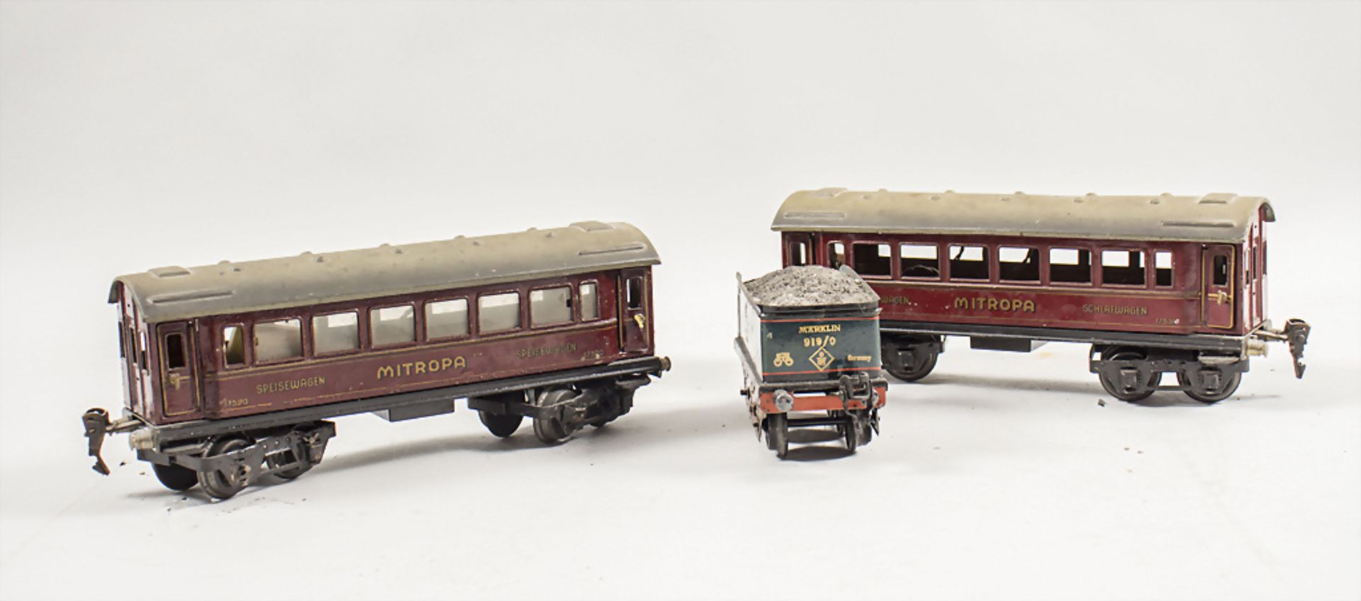 Konvolut Märklin Spur 0 'Mitropa / deutsche Reichsbahn' 3 Waggon / Wägen