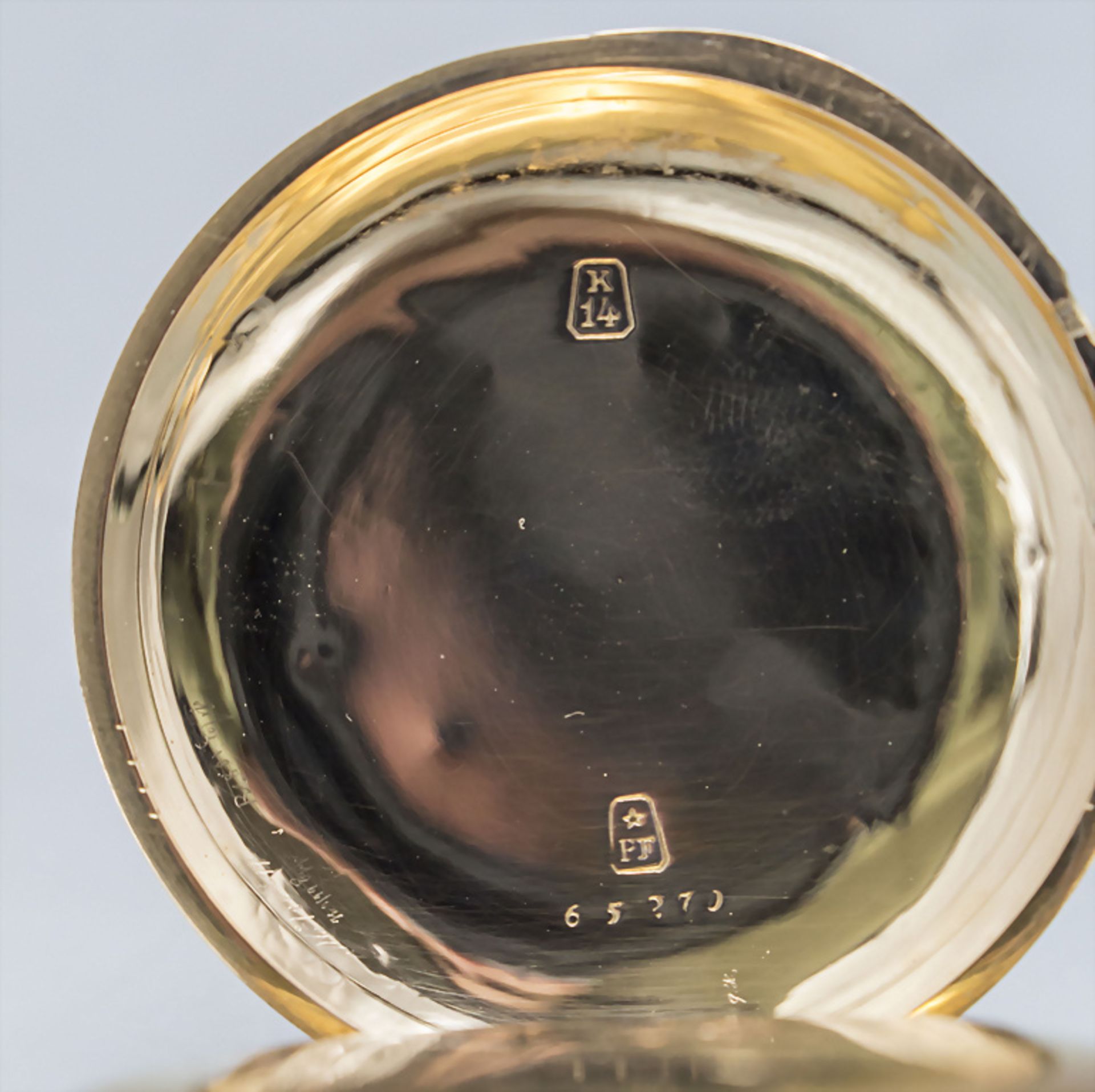 Savonette Taschenuhr Chronometer / A 14 ct gold open face pocket watch, Gebr. Eppner, Berlin, ... - Image 8 of 9