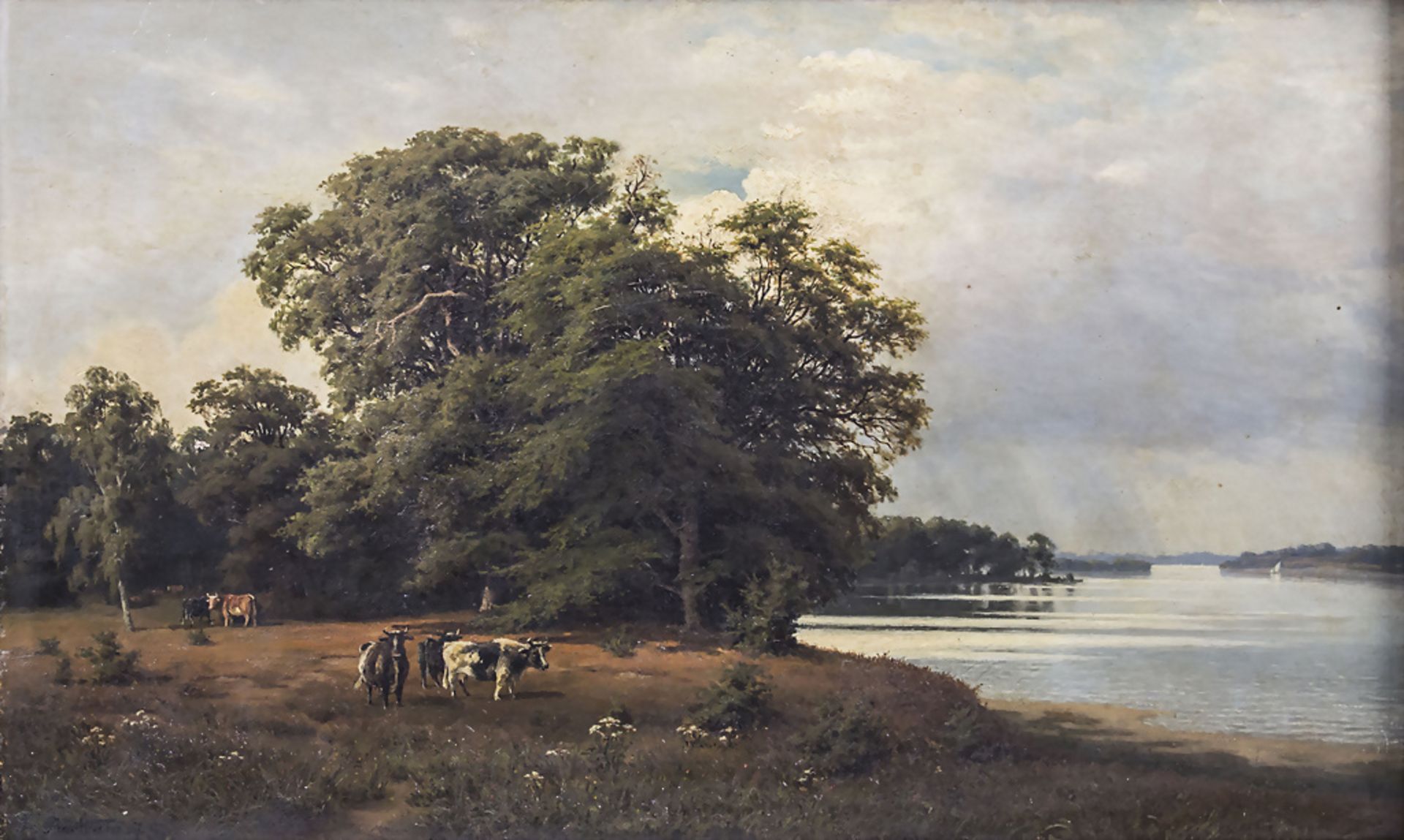 Franz BERTRAM (1843-?), 'Oberländische Landschaft mit Kühen' / 'Highland landscape with cows', 1875