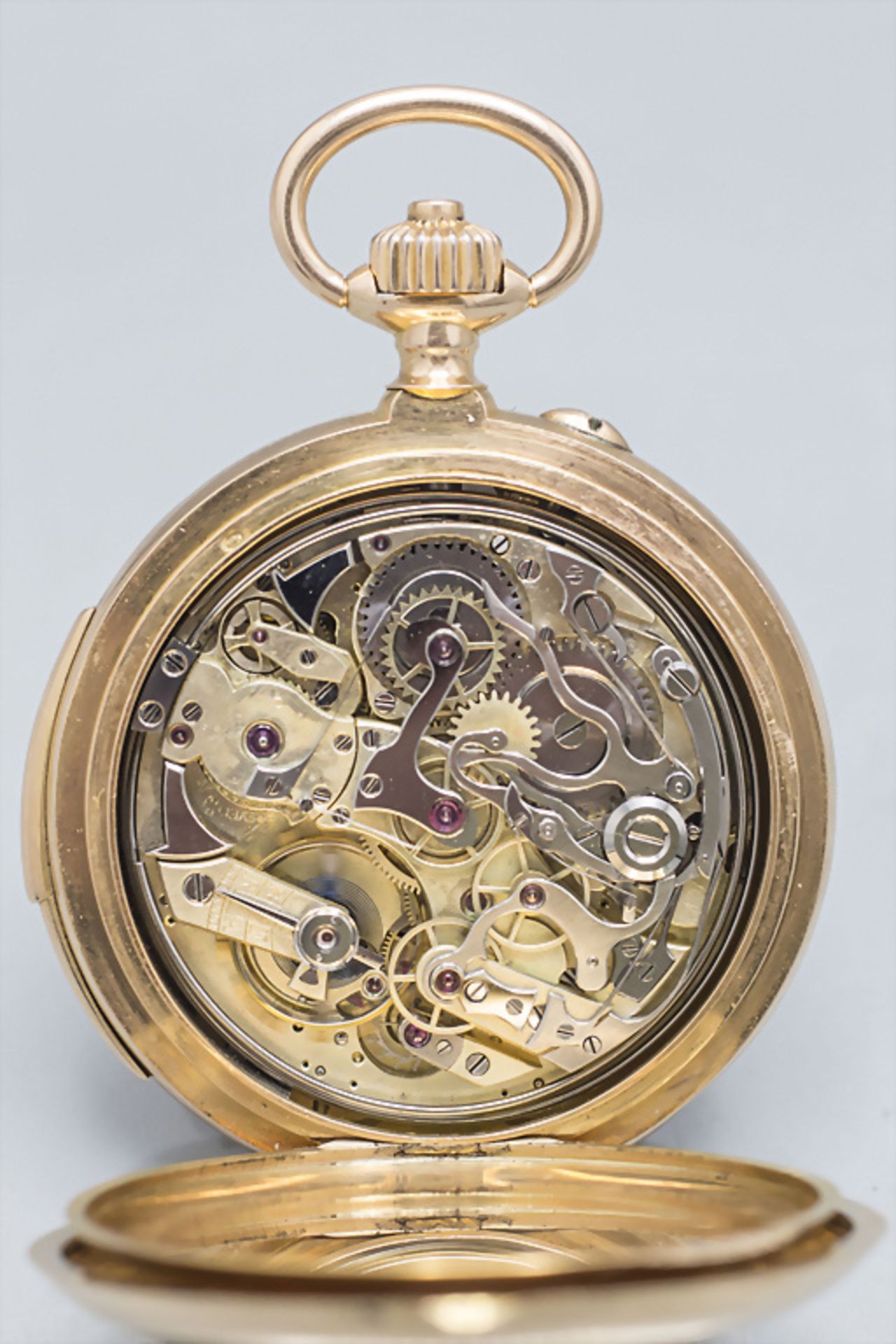 Offene Taschenuhr Minutenrepetition / A 18 ct gold open faced watch, Schweiz/Swiss, um 1910 - Bild 2 aus 5