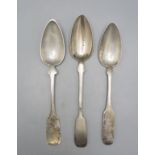 3 Biedermeierlöffel / 3 Biedermeier silver spoons, deutsch, 19. Jh.