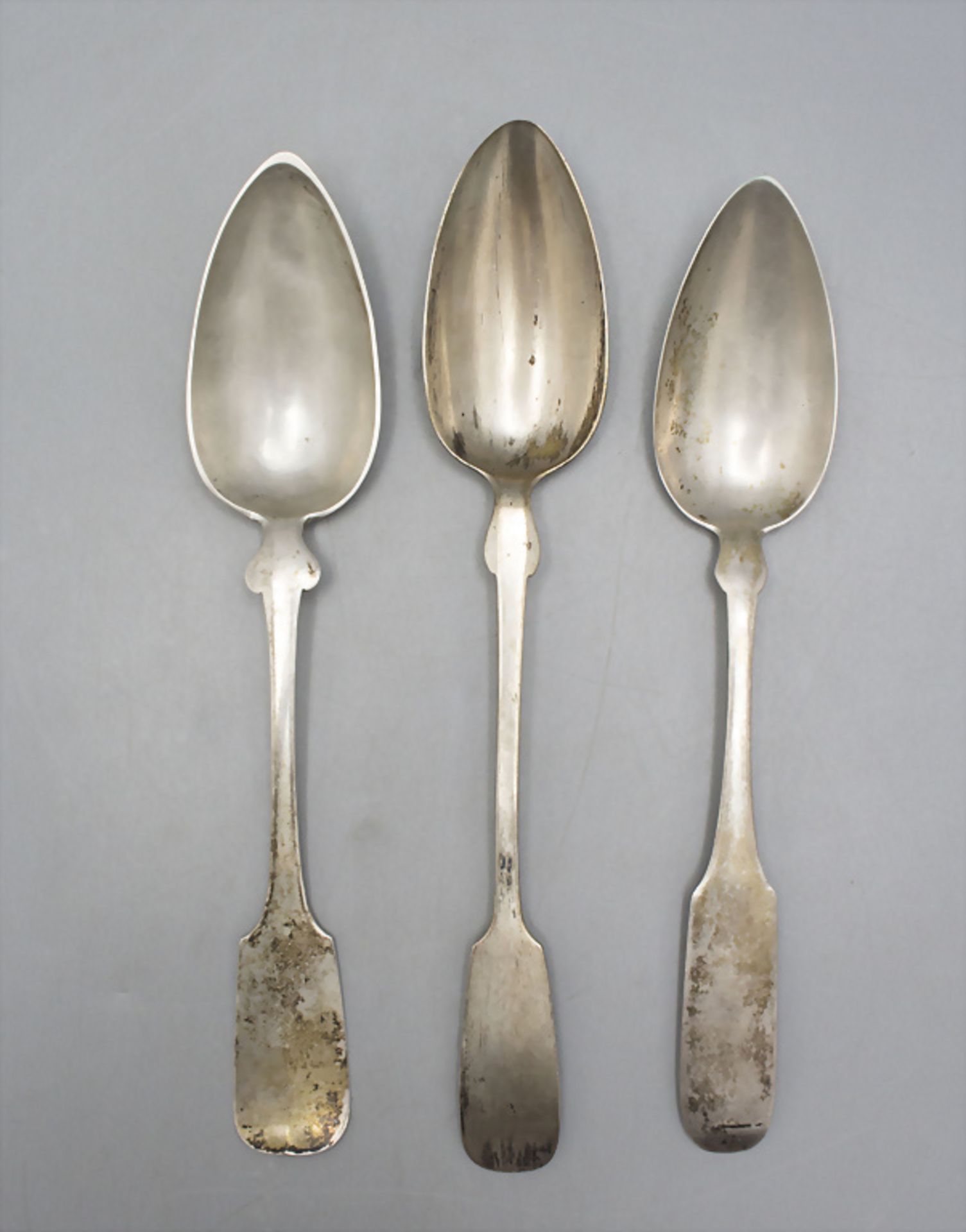 3 Biedermeierlöffel / 3 Biedermeier silver spoons, deutsch, 19. Jh.