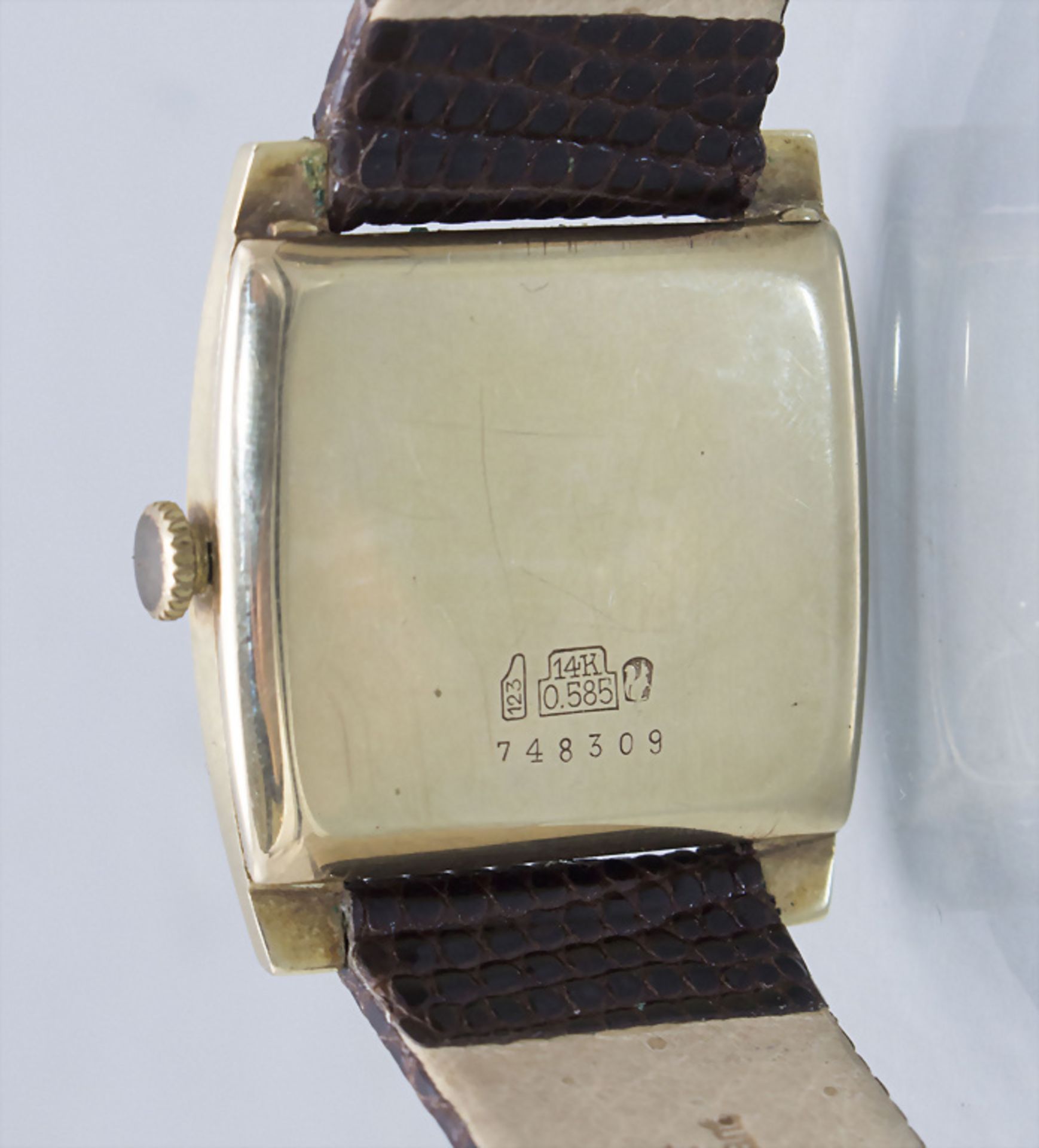 Herrenarmbanduhr / A 14 ct gold men's wristwatch, Buttes Watch Co. BWC, Swiss, um 1965 - Bild 3 aus 4