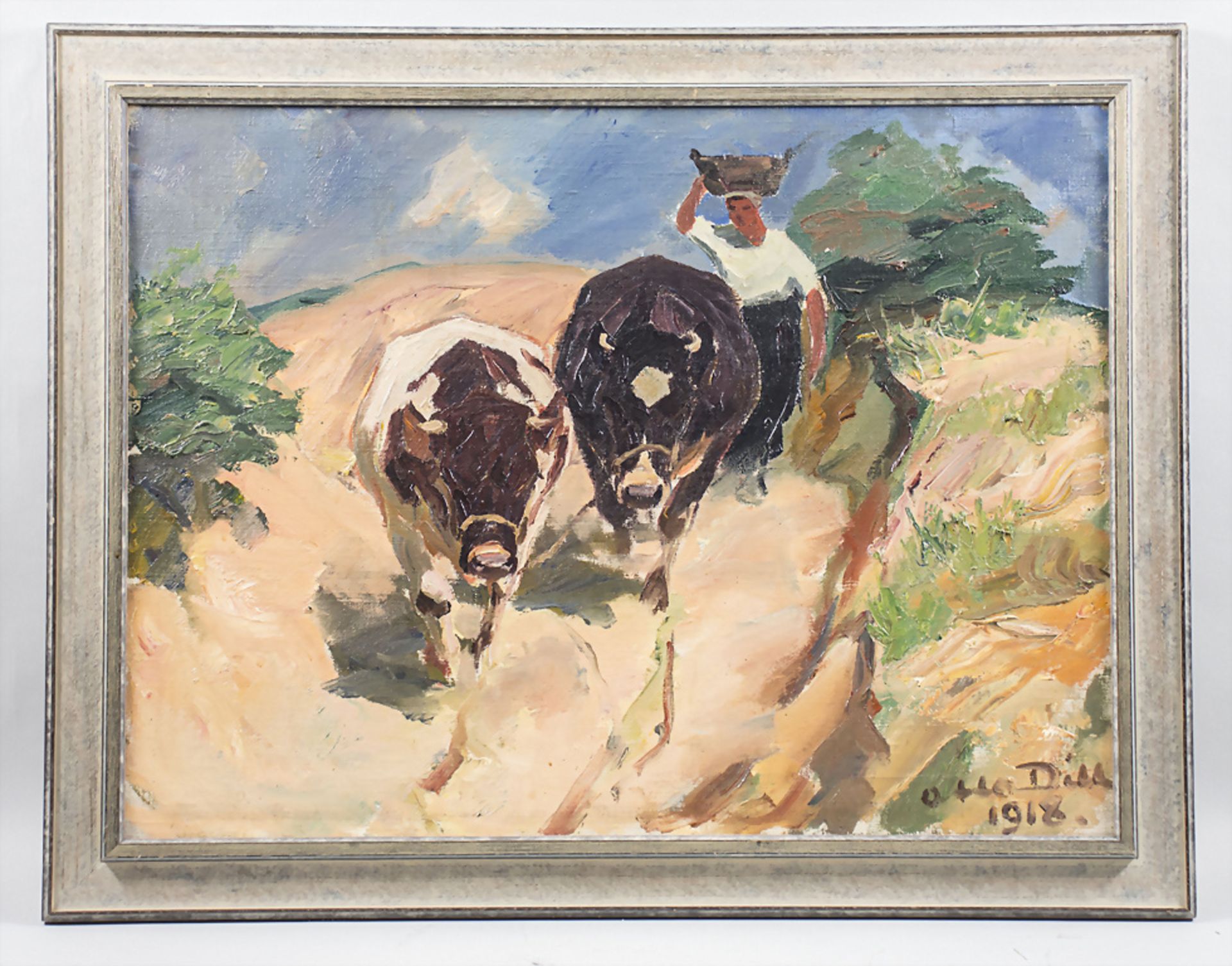Otto DILL (1884-1957), 'Bäuerin mit Rindern' oder 'Ein sonniger Tag', 1918 - Bild 2 aus 7