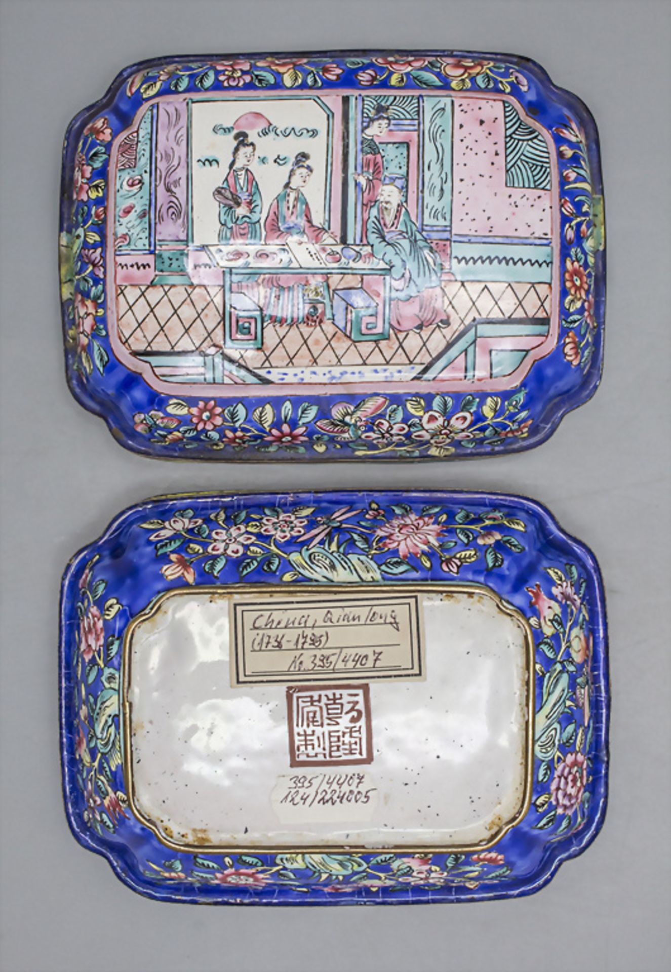 Kantonemail-Deckeldose / An enamelled lidded box, China, Qing-Dynastie (1644-1911) - Image 5 of 6
