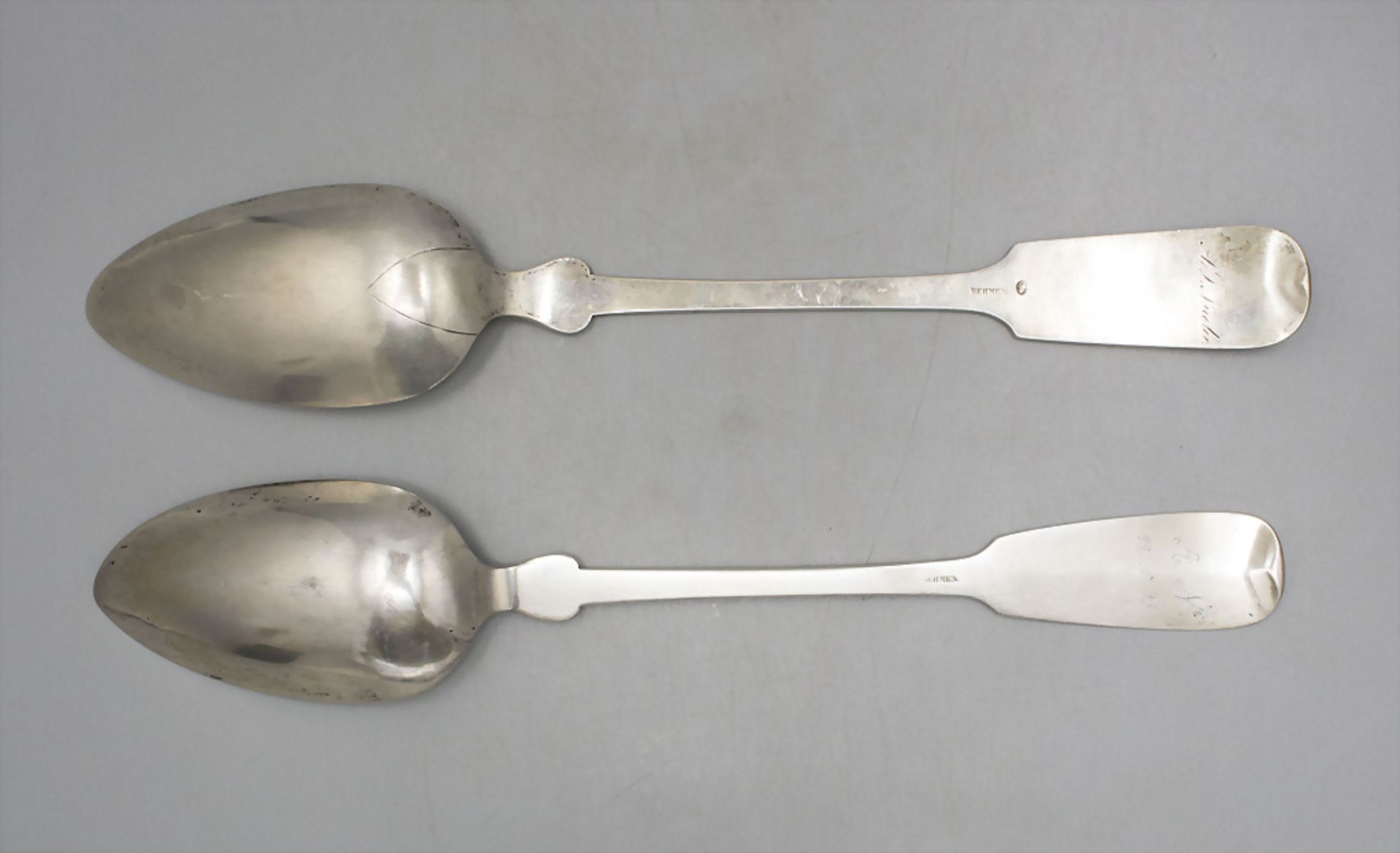 2 Ragout Löffel / 2 Cuillère à ragout en argent massif / 2 large silver serving spoons, A. von ... - Image 2 of 4