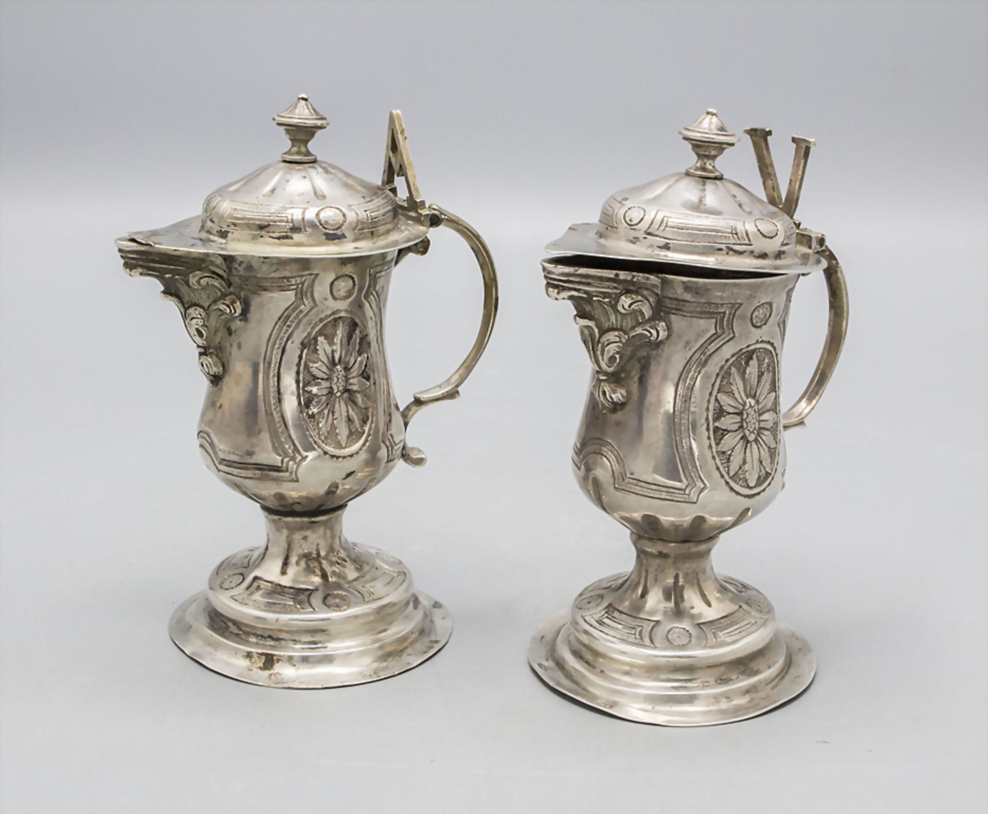 2 Abendmahlkannen Barock Liturgie / A pair of Baroque silver communion pots, Johann Martin ... - Bild 2 aus 9