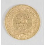 Goldmünze Tunesien, 20 Francs, 1897