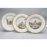 3 Biedermeier Ansichtenteller / 3 decorative plates with views of Berlin, KPM Berlin, 19. Jh.