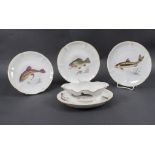 Sauciere und drei Teller / A sauce boat and three plates, Nymphenburg, 20. Jh.