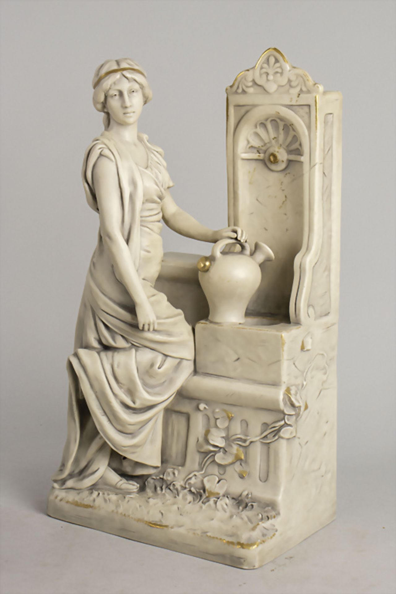 Jugendstil Porzellanskulptur 'Am Brunnen' / An Art Nouveau porcelain sculpture 'At the ...