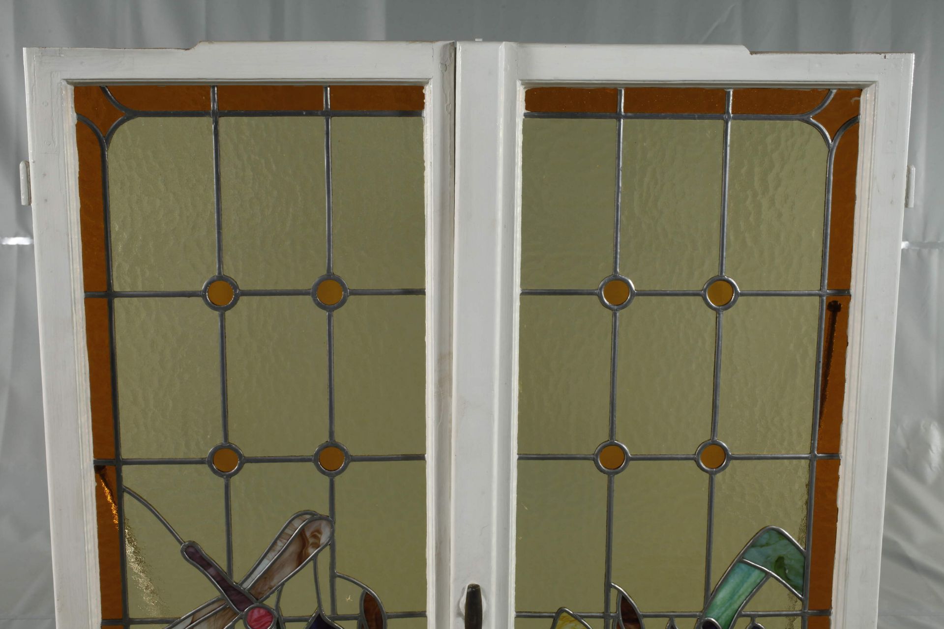 Art Nouveau leaded glass window - Image 4 of 4