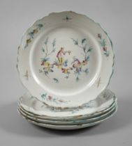 Five faience plates with chinoiseries