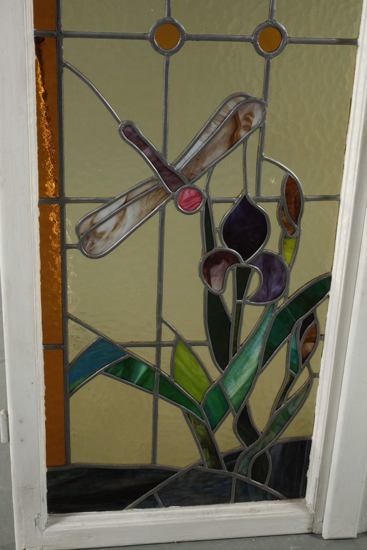 Art Nouveau leaded glass window - Image 2 of 4