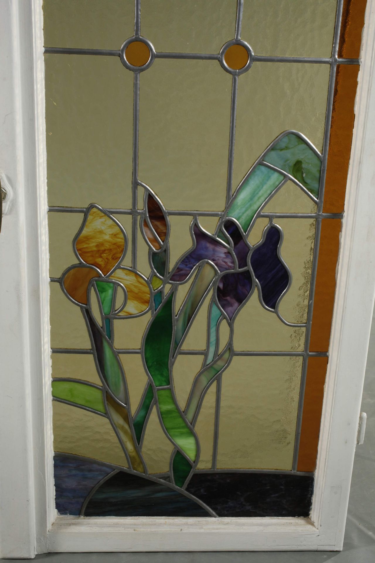 Art Nouveau leaded glass window - Image 3 of 4