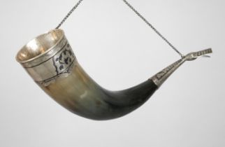 Drinking horn Russia with silver mount