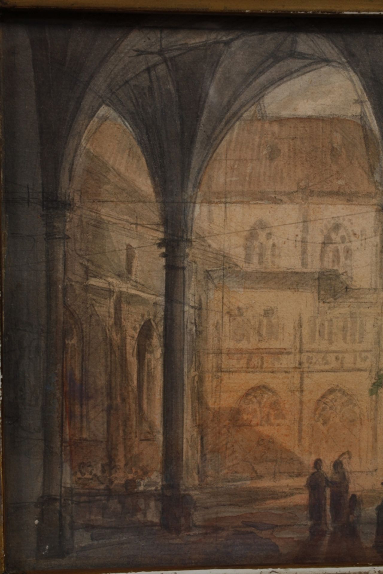 Angelo Quaglio I, attr, Architectural drawing</b> - Image 4 of 6