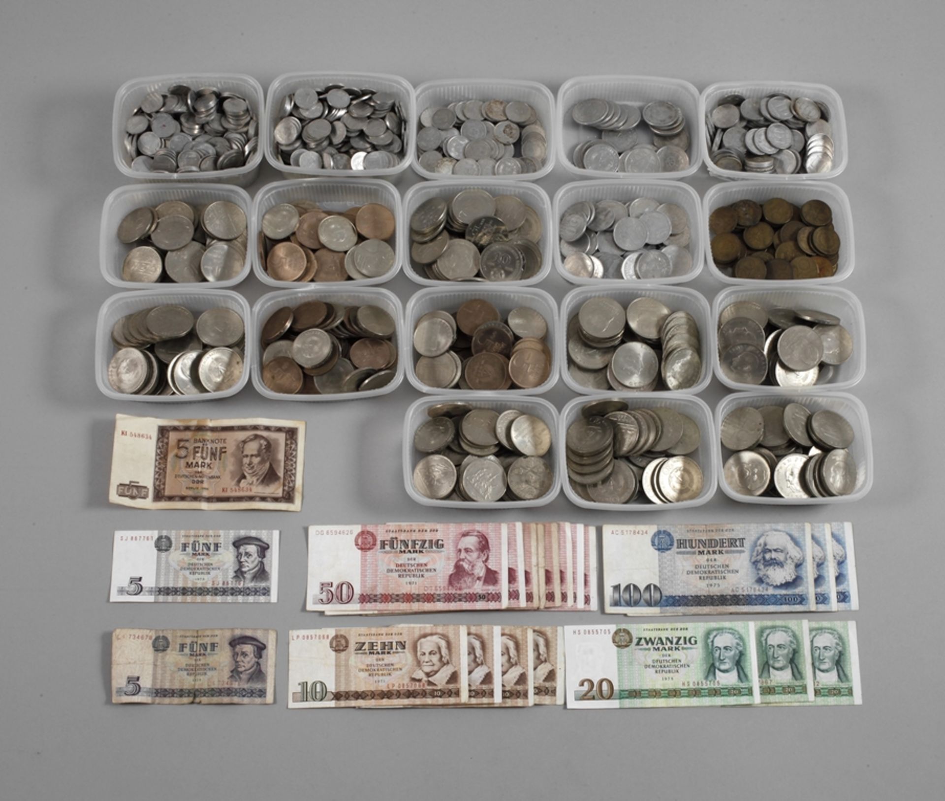 Collection coins and banknotes GDR