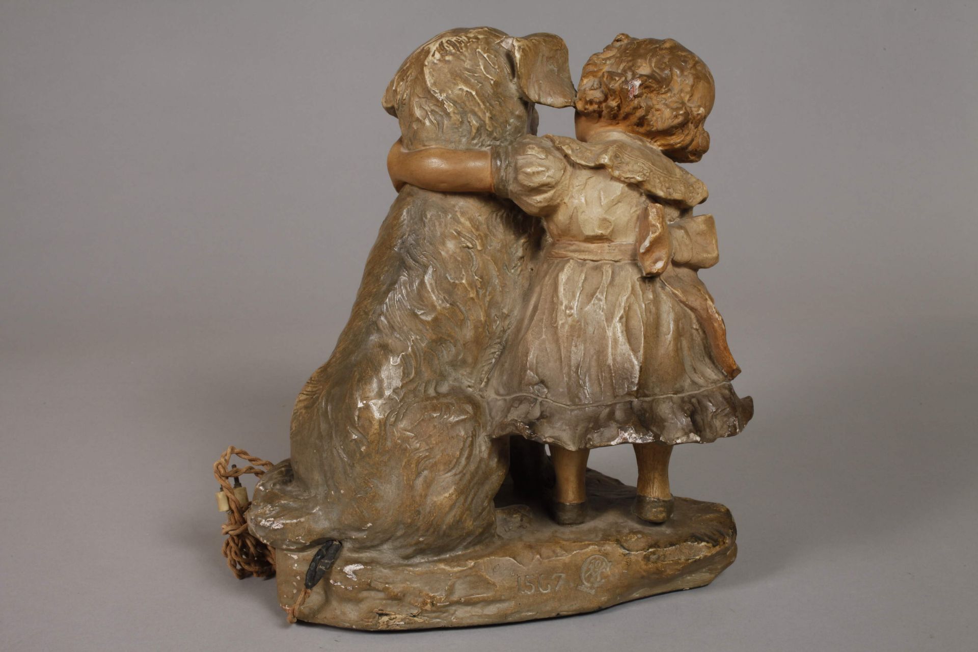 Lemaire, table lamp, child with dog - Image 4 of 9