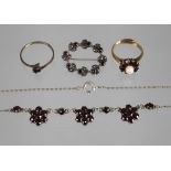 A collection of garnet jewellery 