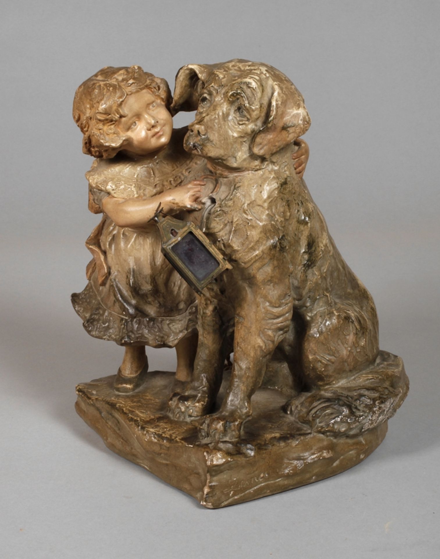 Lemaire, table lamp, child with dog