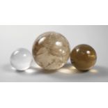 Three quartz spheres