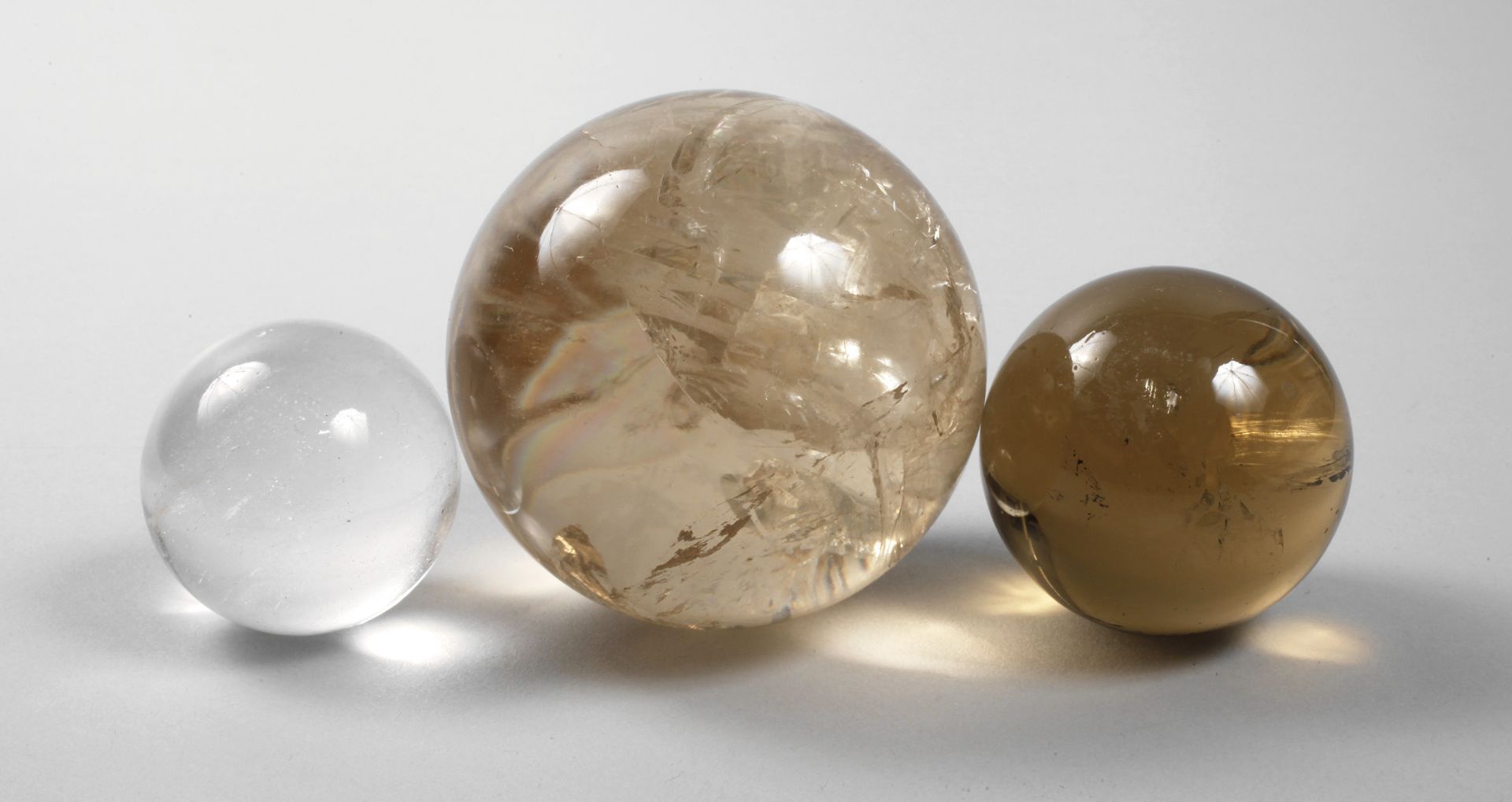 Three quartz spheres