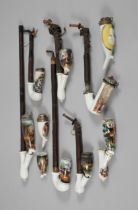 A collection of porcelain pipes