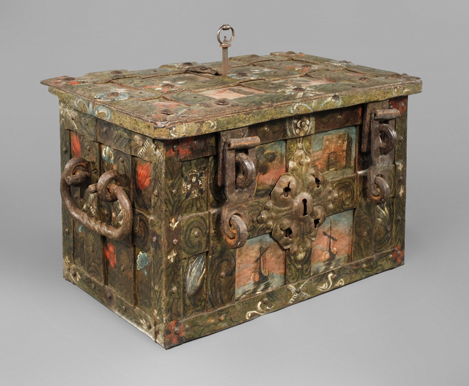 Painted iron chest