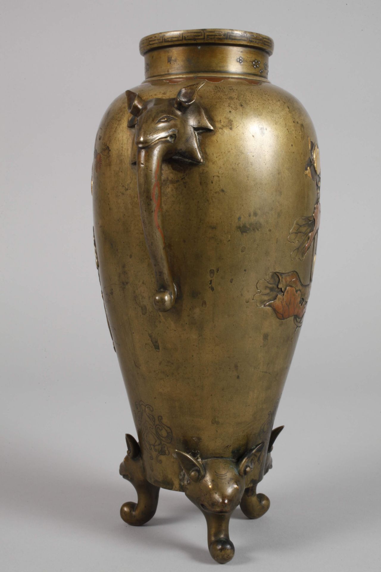 Bronze vase Japan - Image 3 of 8