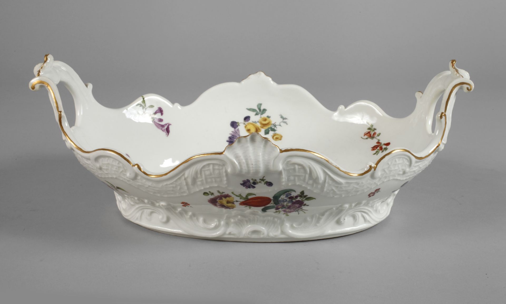 Meissen Henkelschale Blumenmalerei