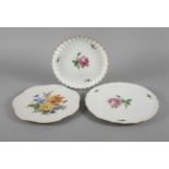 Meissen two cake plates and a cake platter 