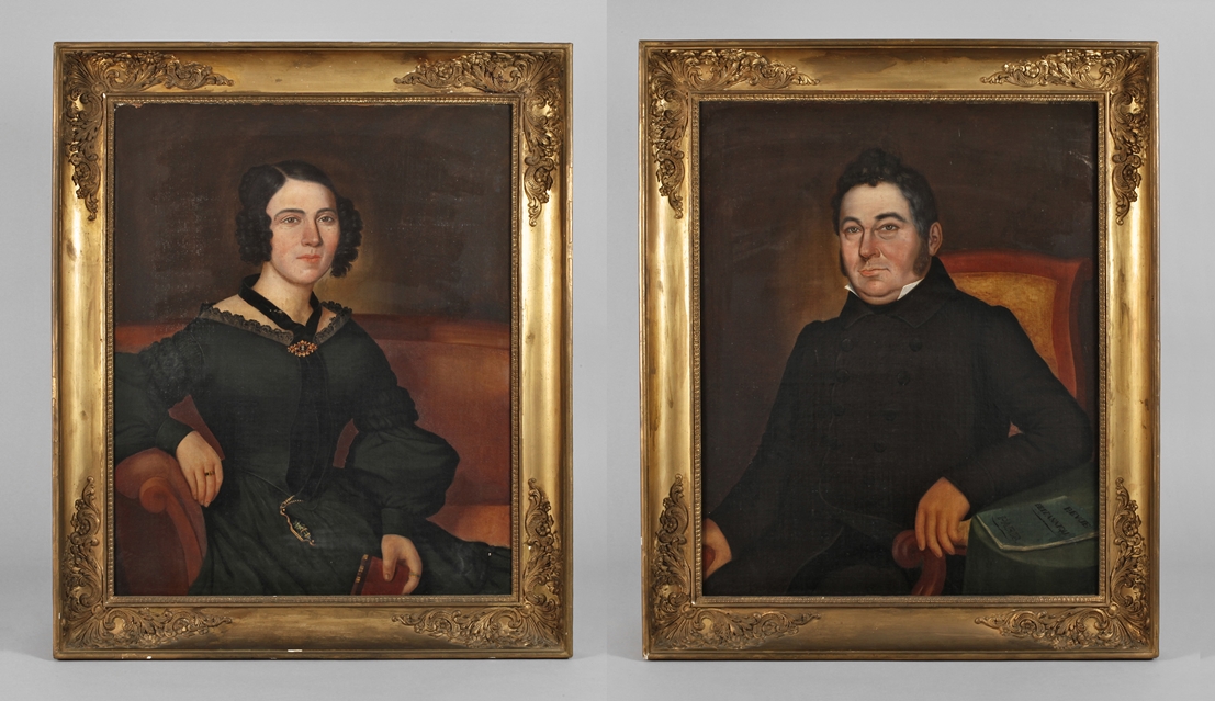 Pair of large French portraits
