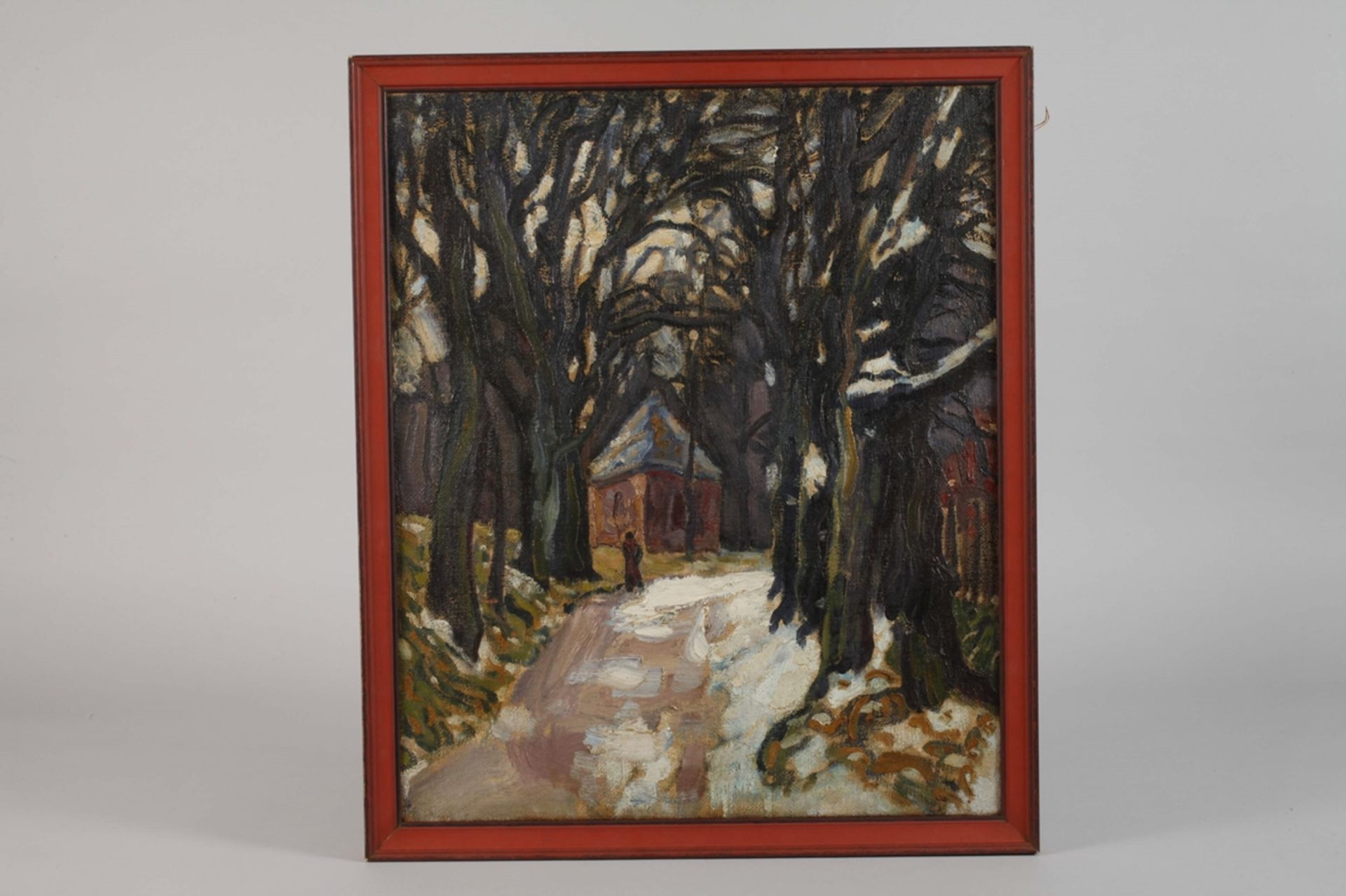 Expressionist, Winterliche Allee mit Kapelle - Bild 2 aus 4