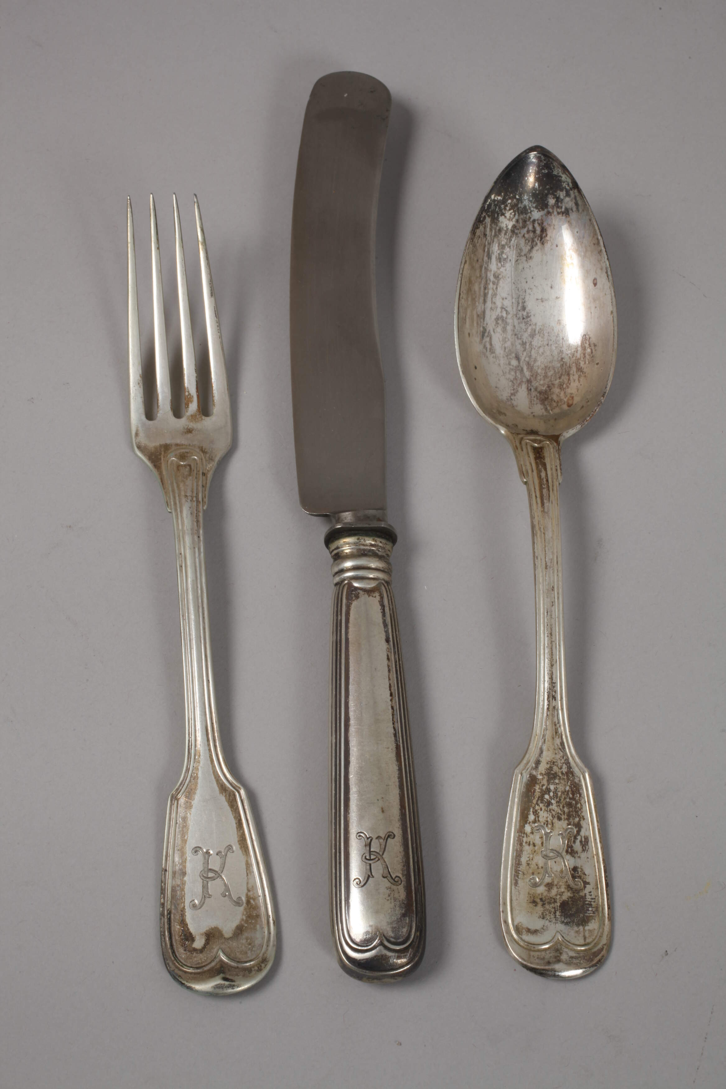 Silver oversized cutlery set Augsburger Faden - Image 2 of 9