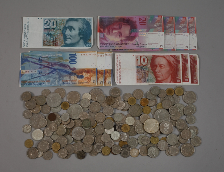 A collection of Swiss francs
