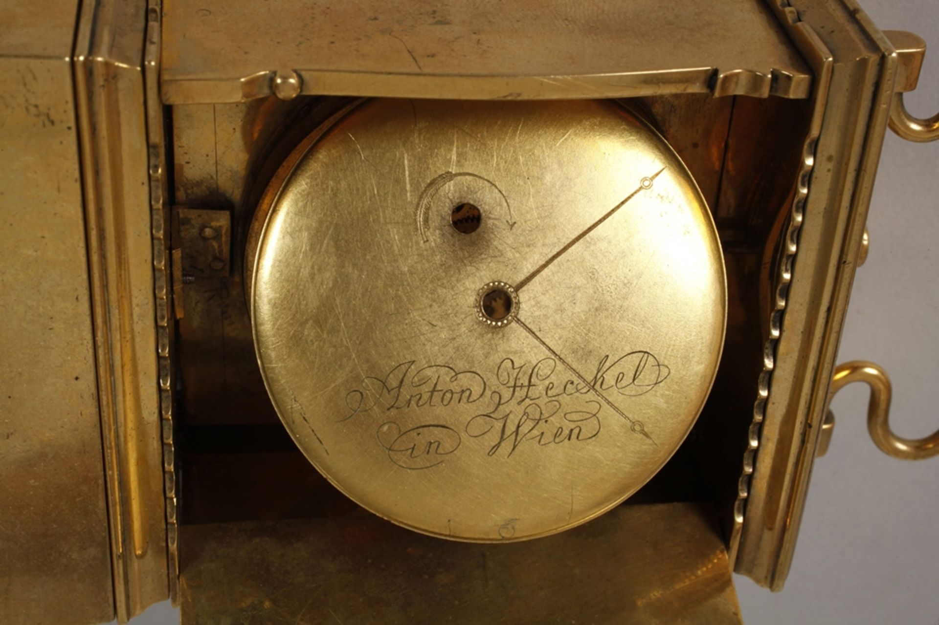 Skeletonised table clock Anton Heckel Vienna - Image 5 of 7