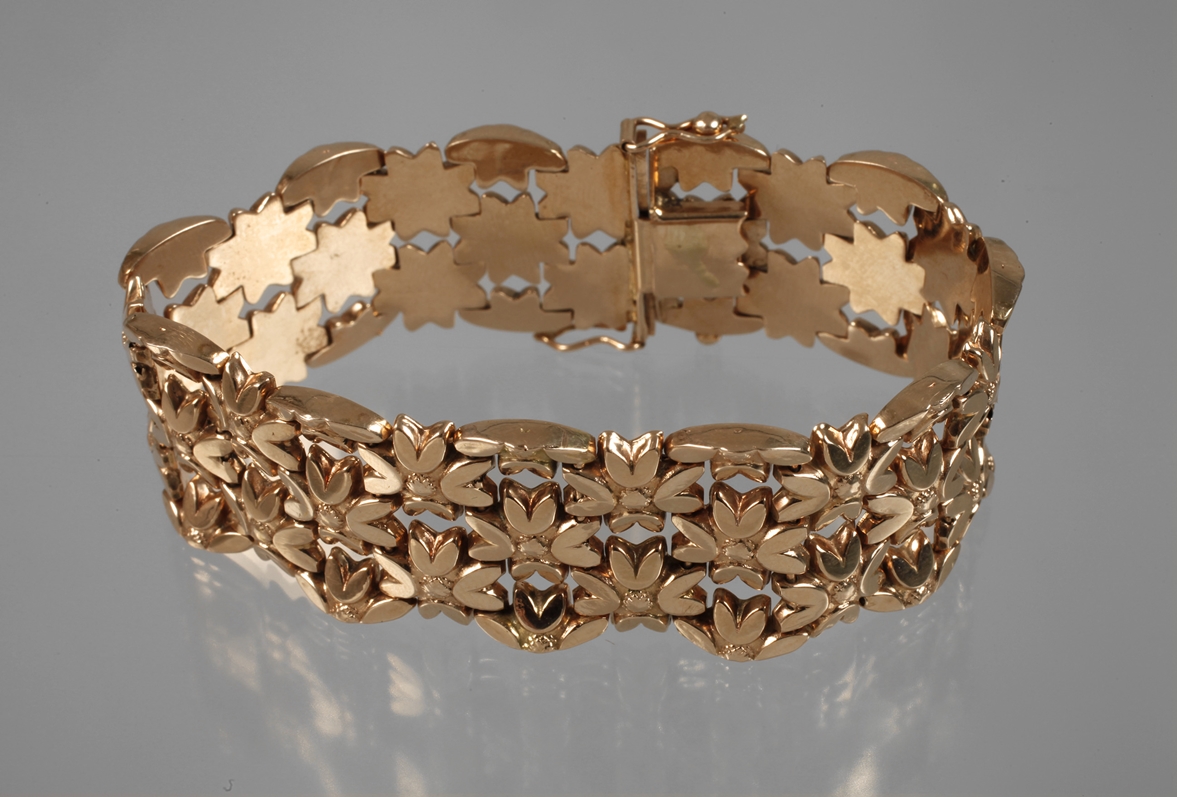 Broad gold bracelet