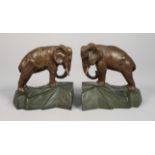 Pair of elephants as bookends, Art Deco